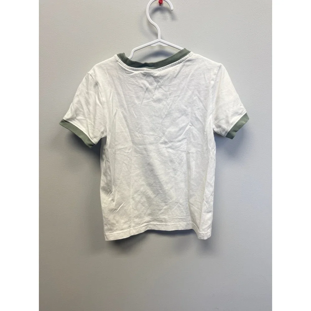 Disney x Janie and Jack Mickey Mouse Safari Ringer T-Shirt White Green Kids 4 - Picture 4 of 4